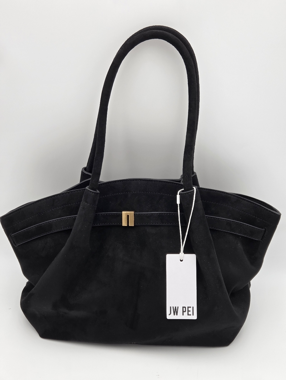 JW PEI Hana Medium Tote Bag in black Faux Suede